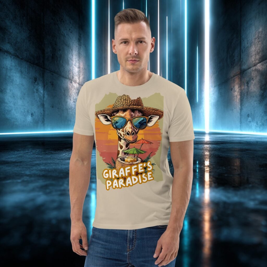 Camiseta orgánica con diseño Jirafa en el Paraíso