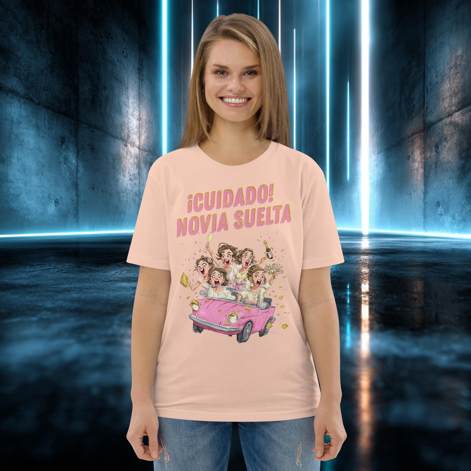Camiseta orgánica con diseño Cuidado, Novia Suelta — color 11