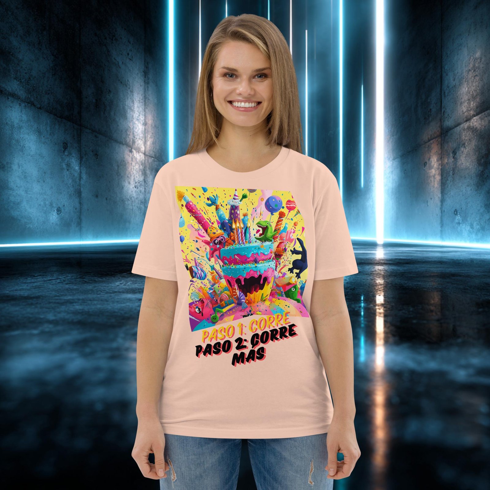 Camiseta orgánica con diseño Paso 1: Corre — color 11