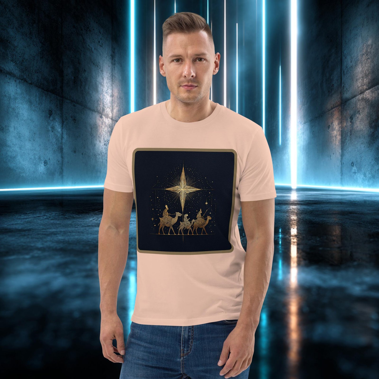 Camiseta orgánica con diseño Caravana Dorada — color 11