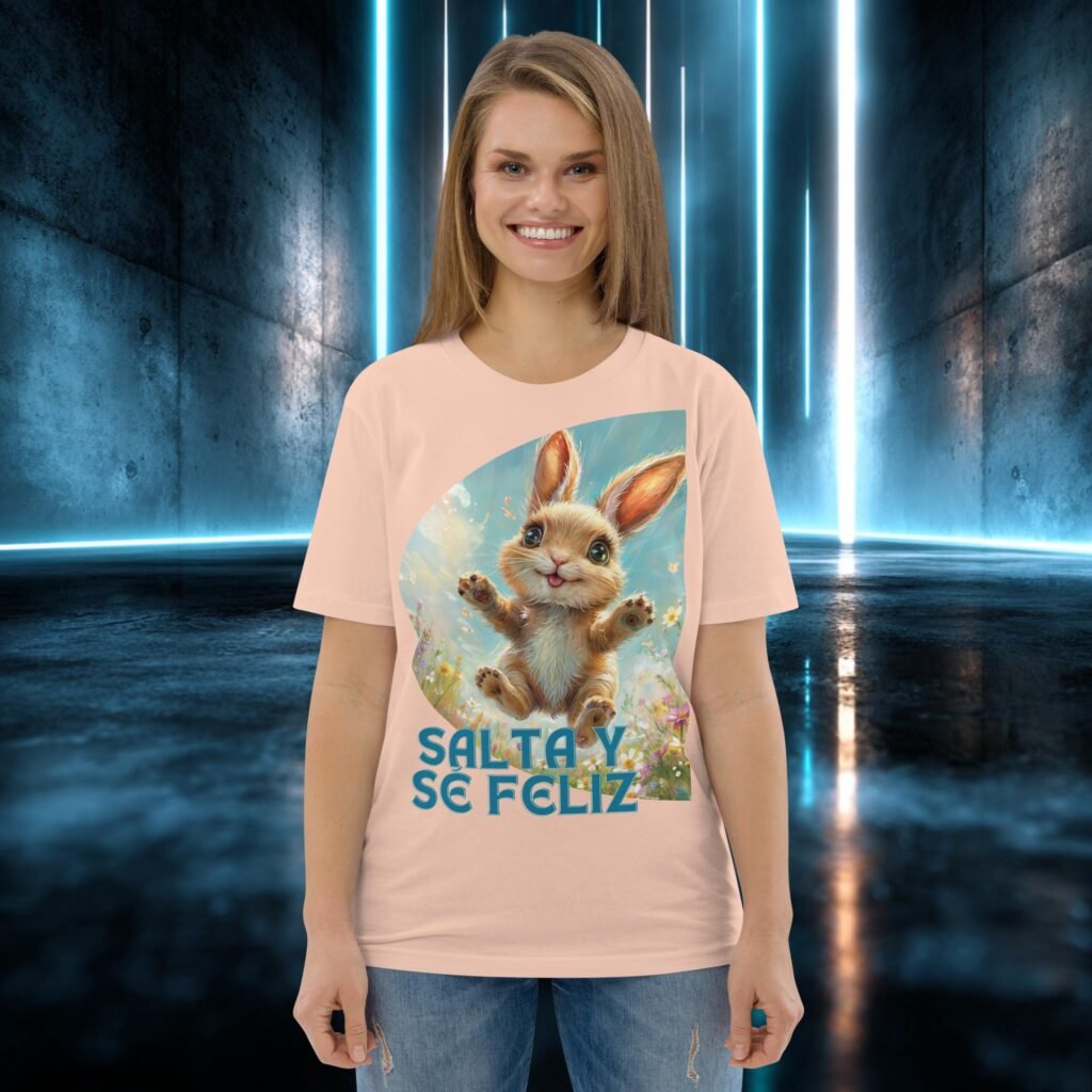 Camiseta orgánica con diseño Salta y Sé Feliz