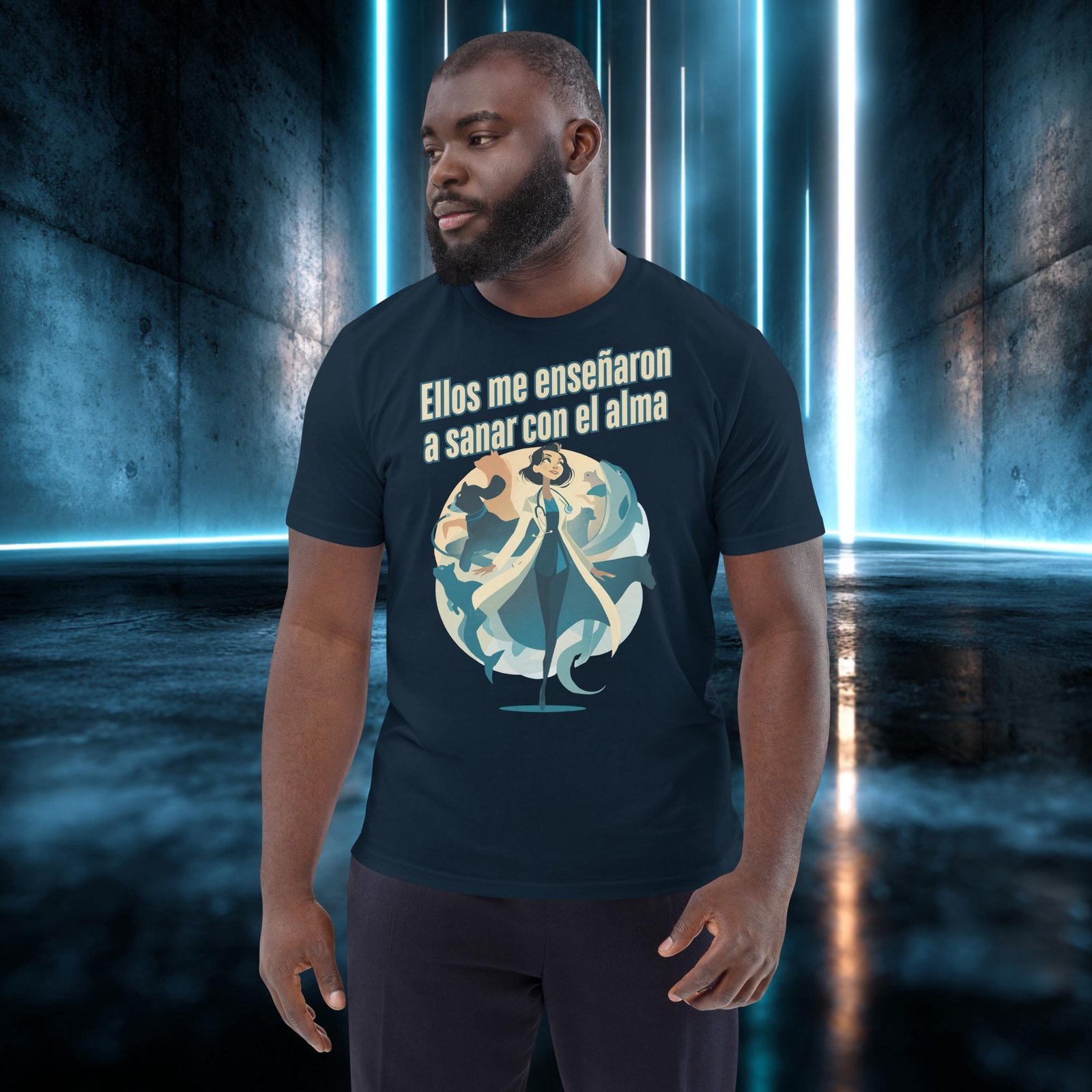 Camiseta orgánica con diseño Sanar con el Alma — detalle del estampado