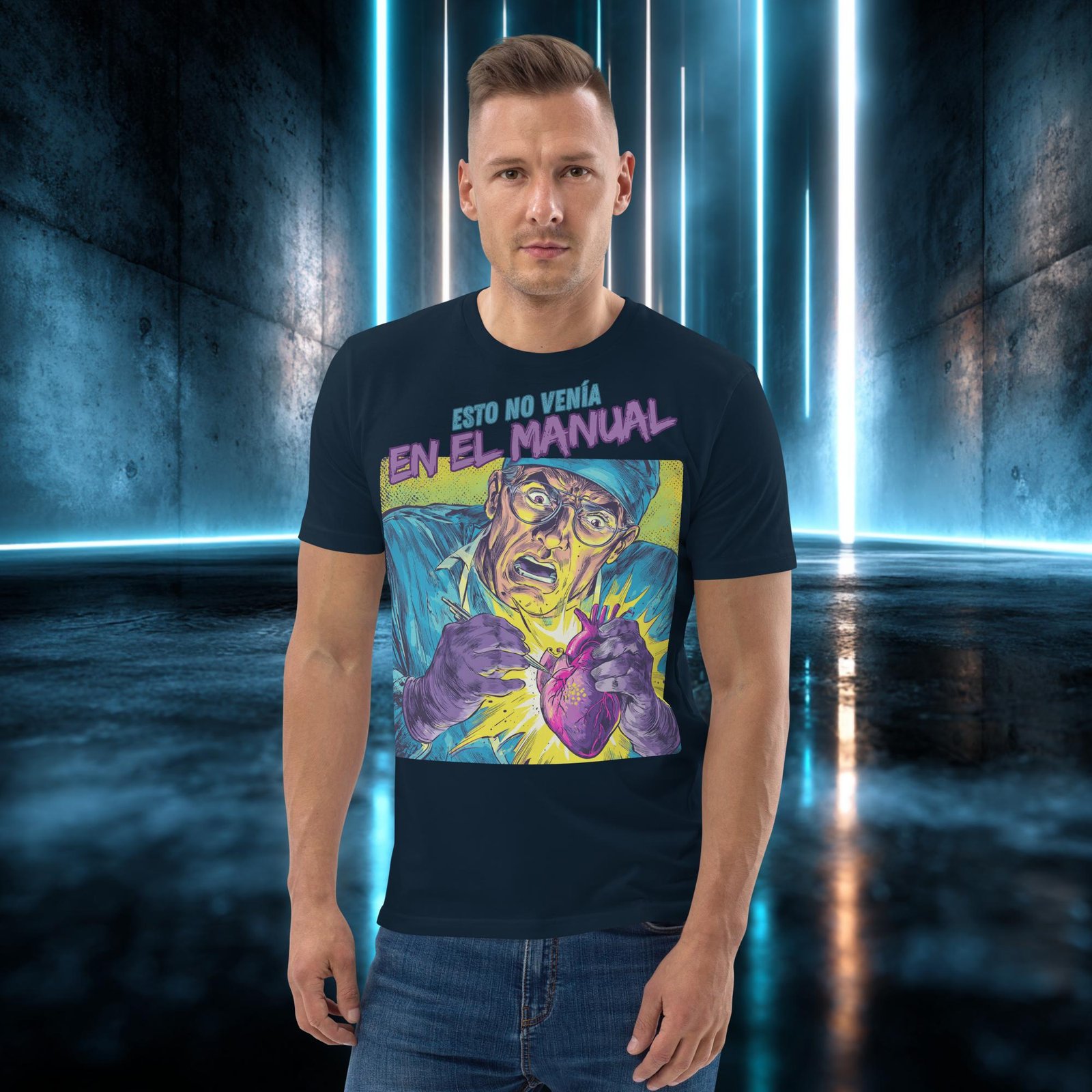 Camiseta orgánica con diseño Esto No Venía en el Manual — color 2