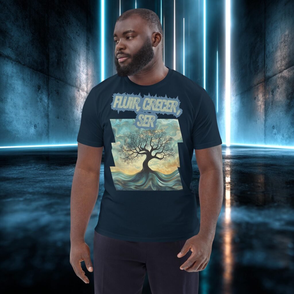 Camiseta orgánica con diseño Fluir, Crecer, Ser