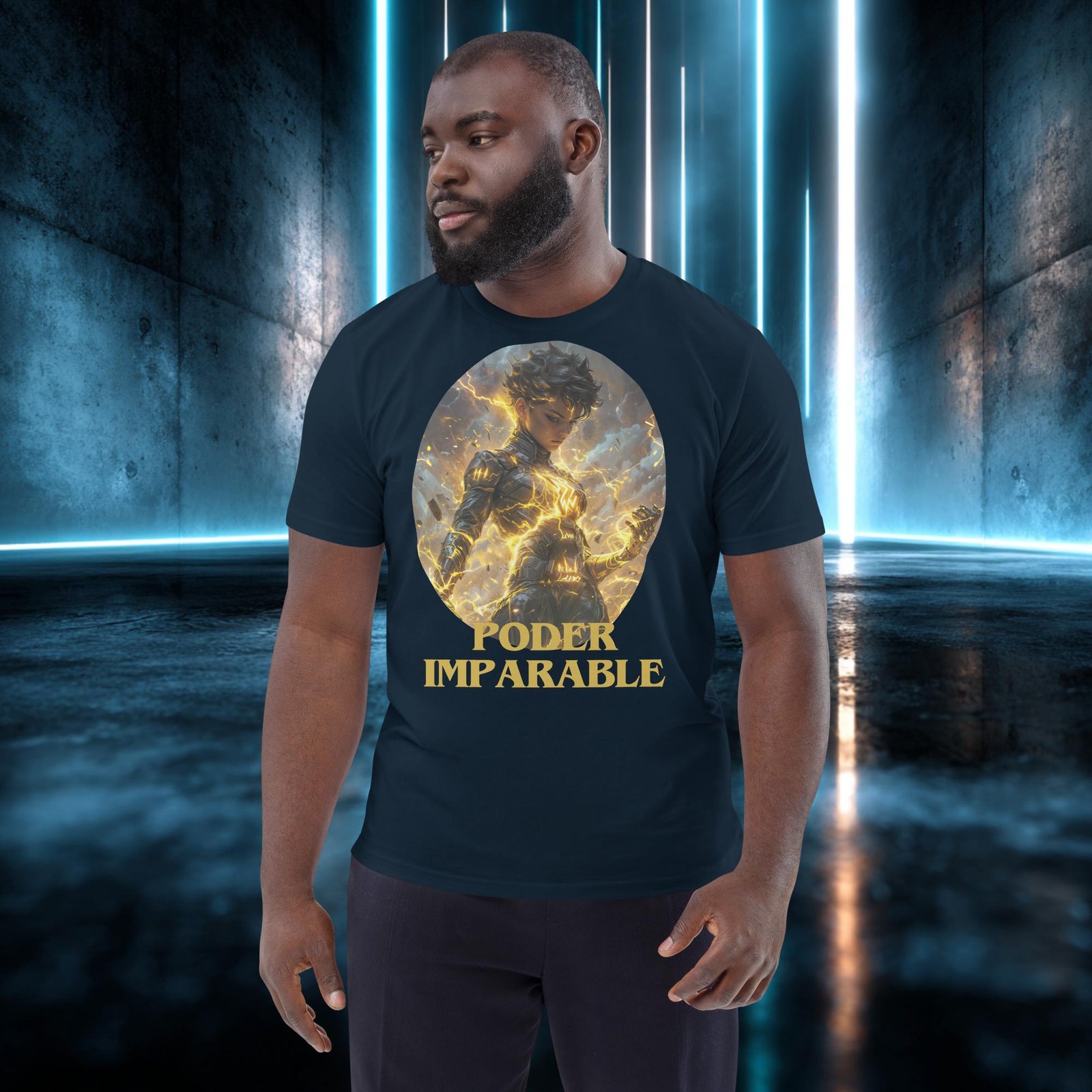 Camiseta orgánica con diseño Poder Imparable — detalle del estampado