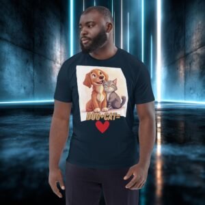 Camiseta orgánica con diseño Perro Más Gato Igual a Amor