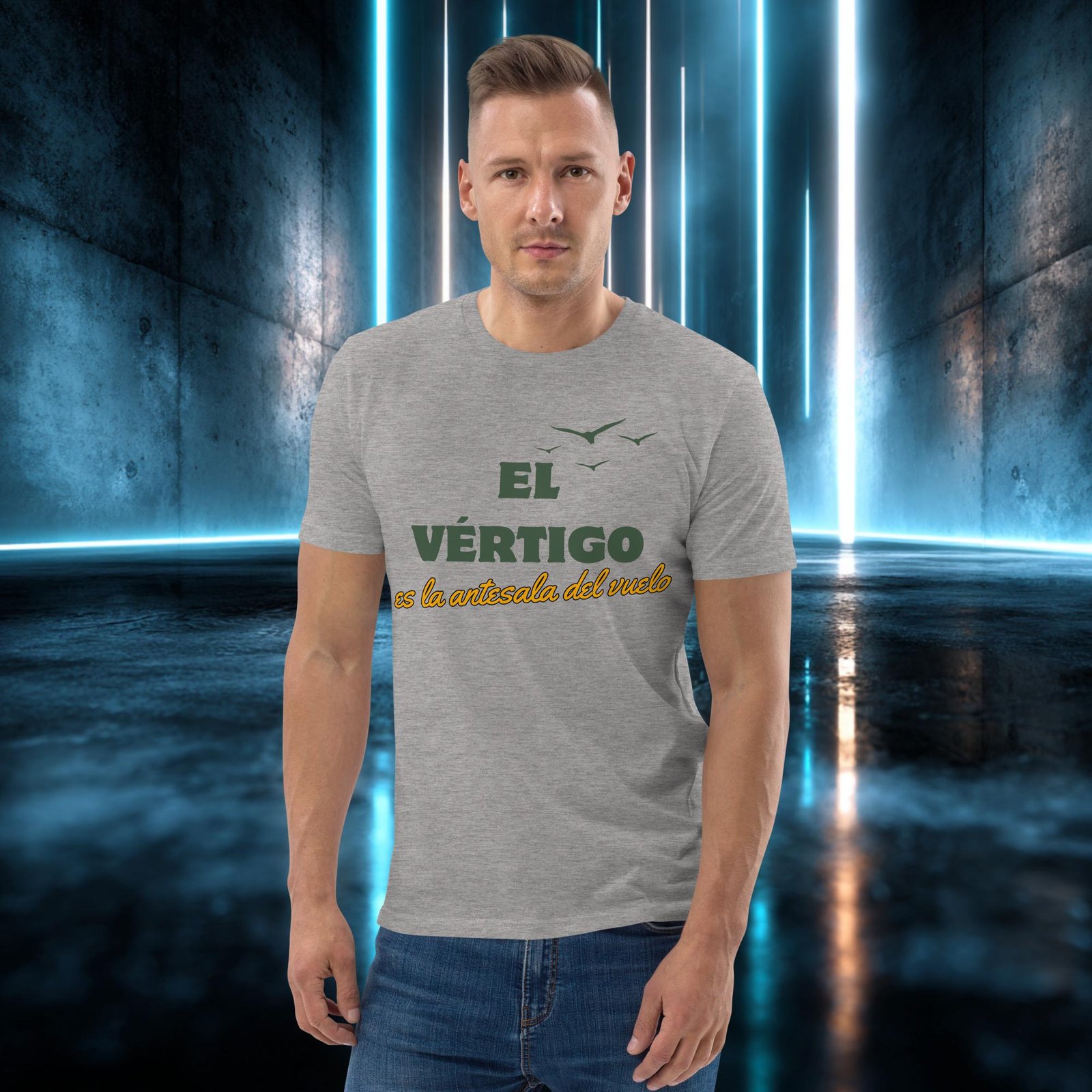 Camiseta orgánica con diseño El Vértigo Es la Antesala del Vuelo — color 3