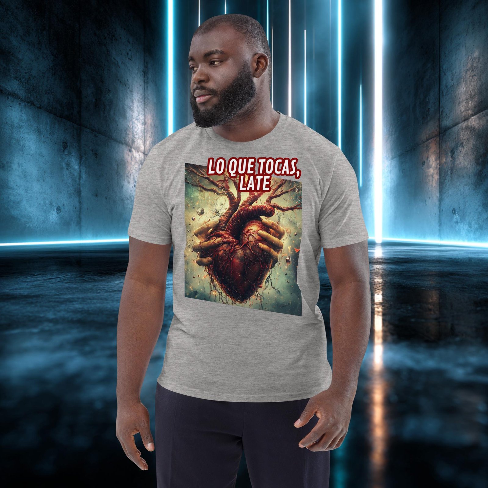 Camiseta orgánica con diseño Lo Que Tocas, Late — color 3