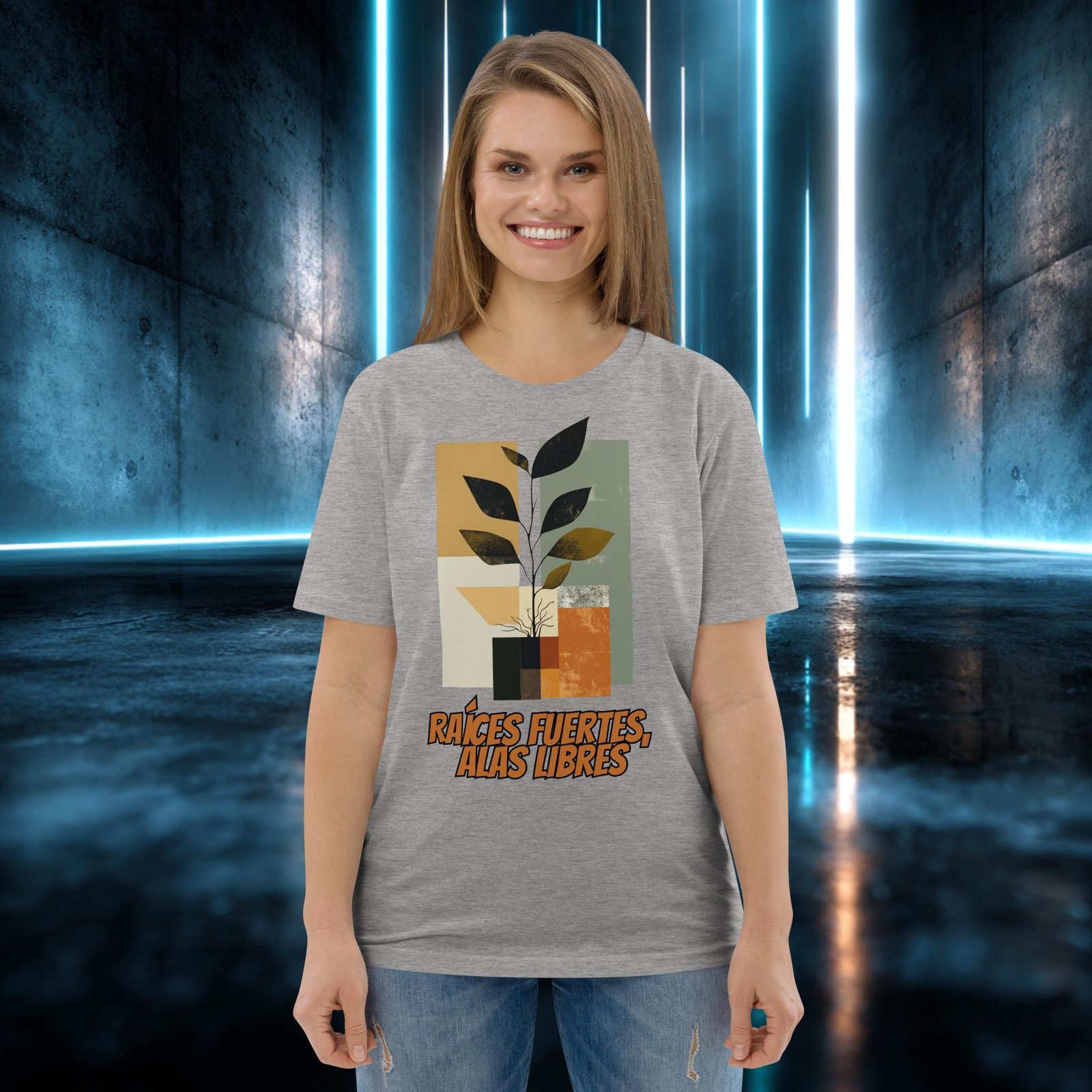 Camiseta orgánica con diseño Raíces Fuertes, Alas Libres — color 3
