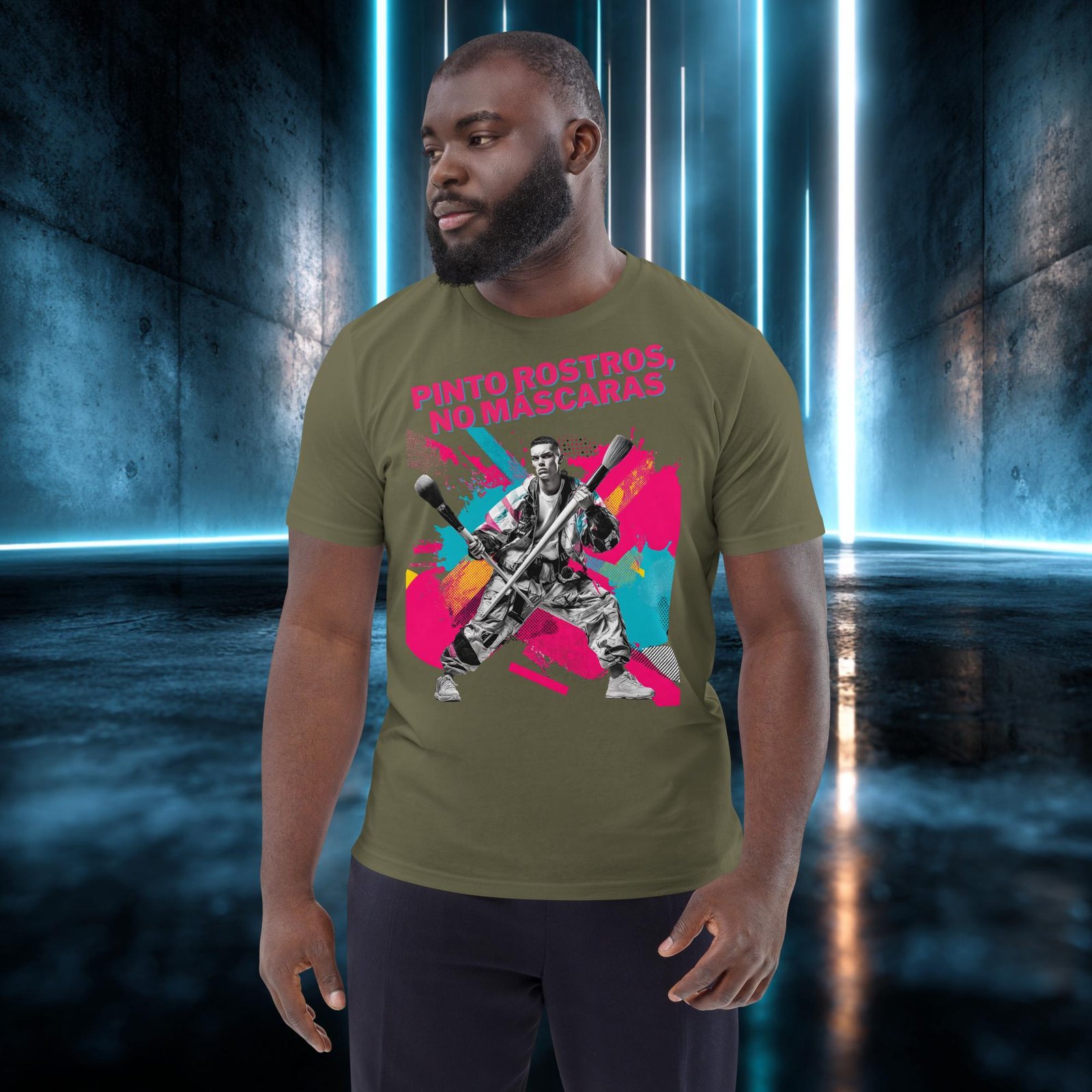 Camiseta orgánica con diseño Pinto Rostros, No Máscaras — color 12