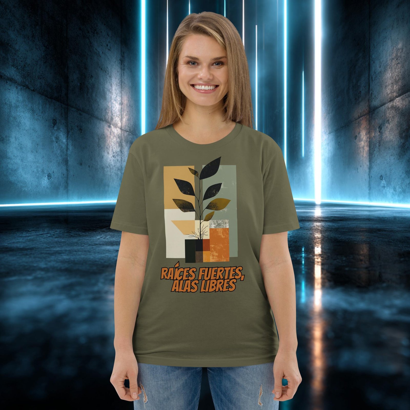 Camiseta orgánica con diseño Raíces Fuertes, Alas Libres — color 12