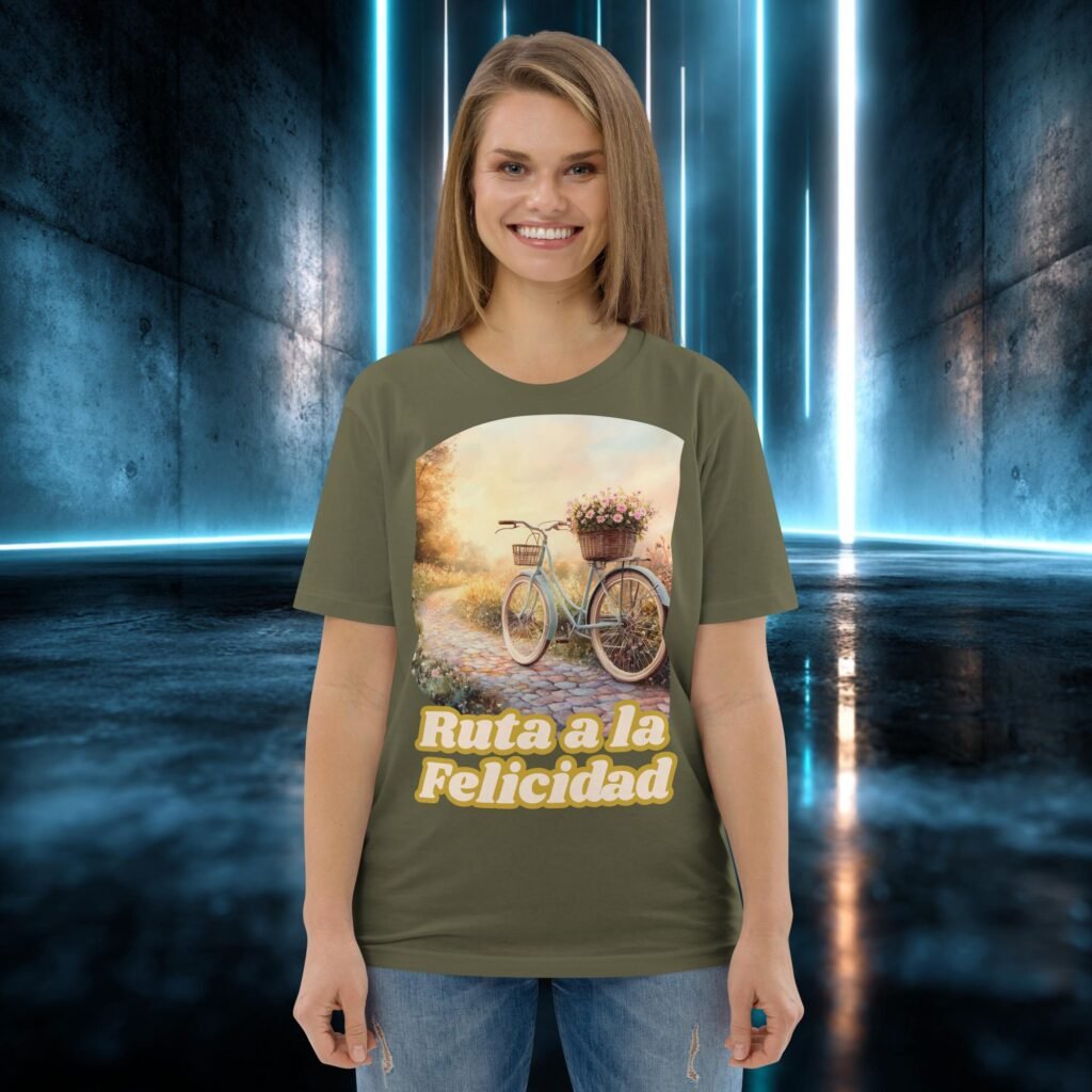 Camiseta orgánica con diseño Ruta a la Felicidad