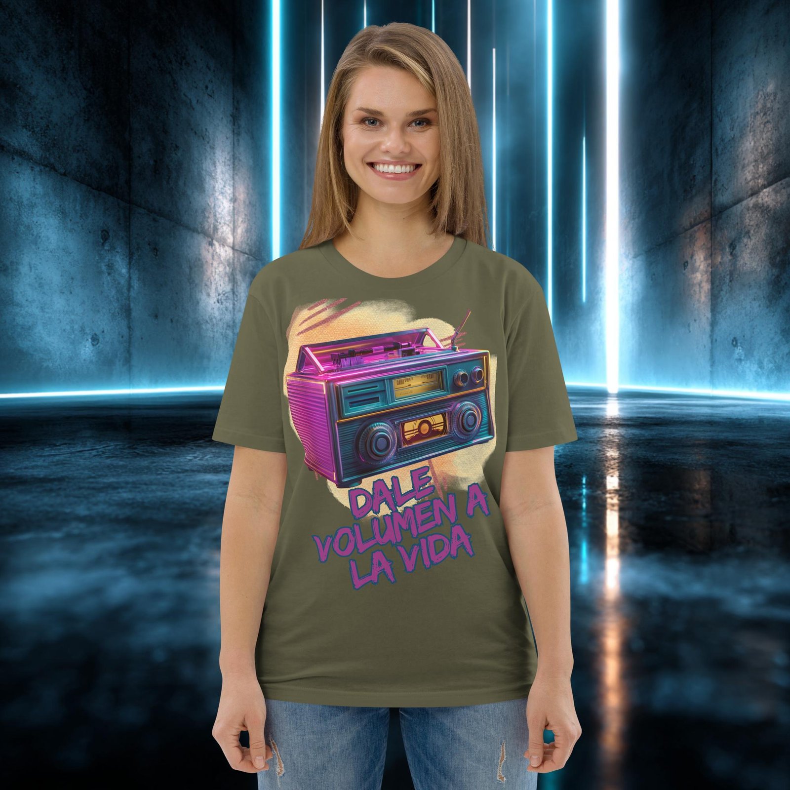 Camiseta orgánica con diseño Dale Volumen a la Vida — color 13