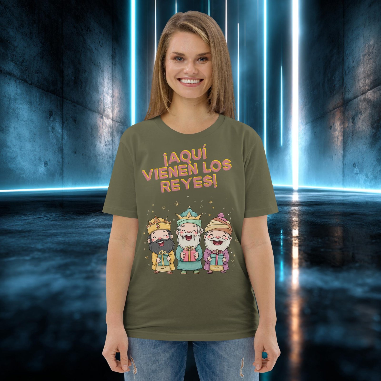 Camiseta orgánica con diseño Aquí Vienen los Reyes — color 12