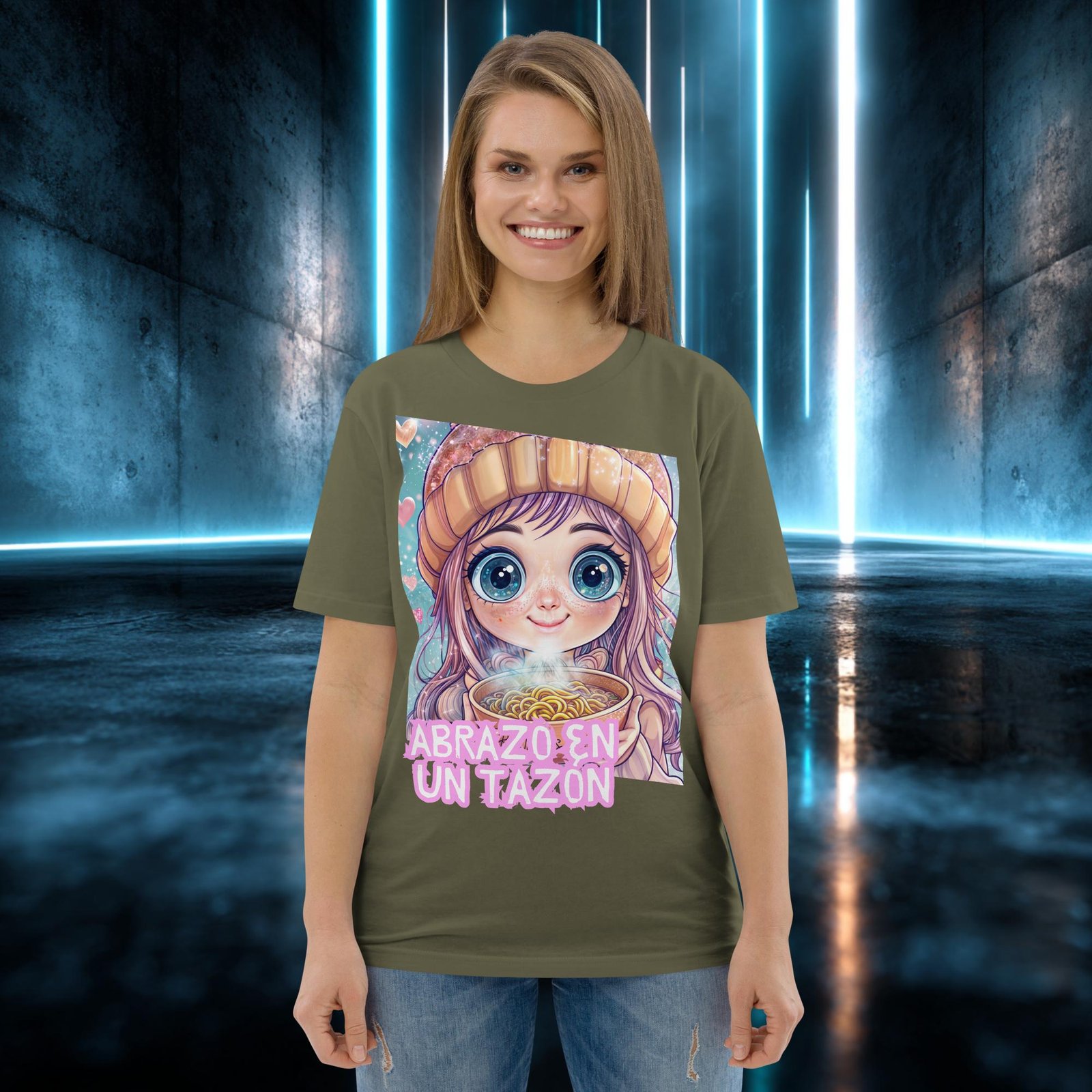Camiseta orgánica con diseño Abrazo en un Tazón — color 12