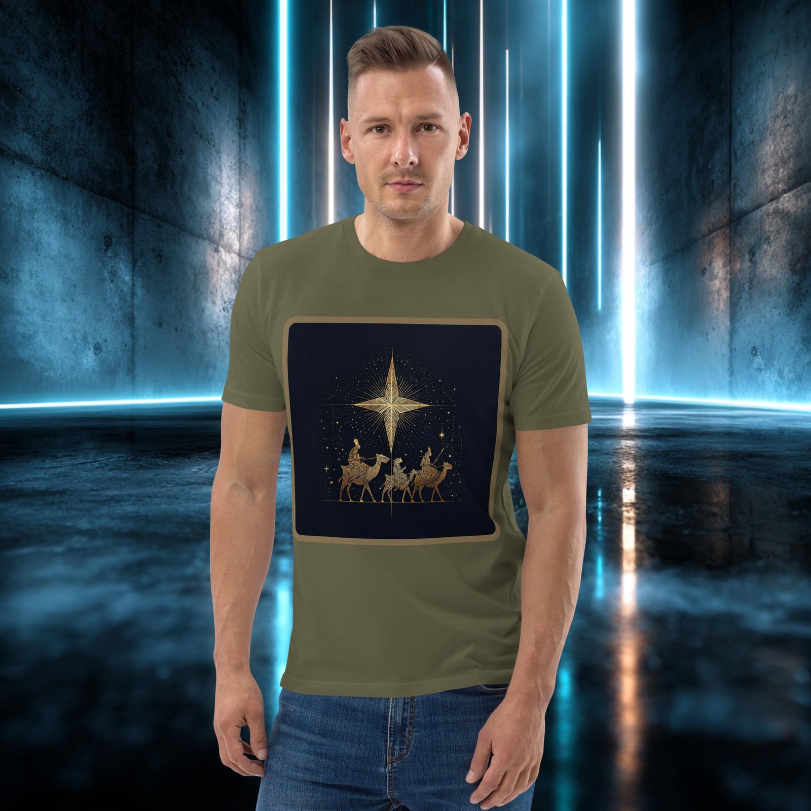 Camiseta orgánica con diseño Caravana Dorada — color 12
