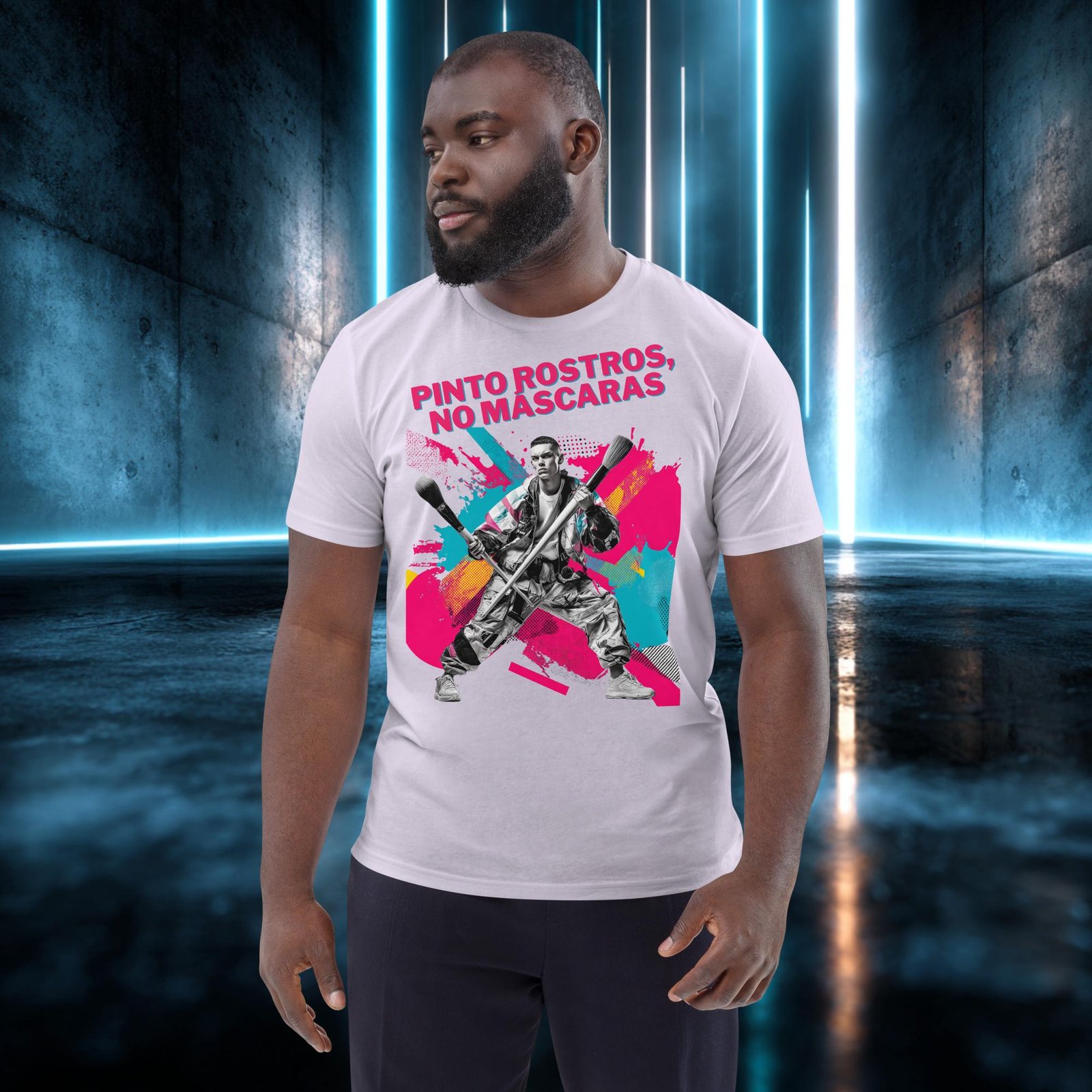 Camiseta orgánica con diseño Pinto Rostros, No Máscaras — color 13