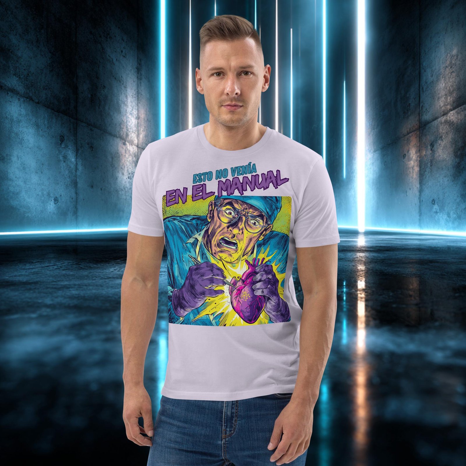 Camiseta orgánica con diseño Esto No Venía en el Manual — color 13