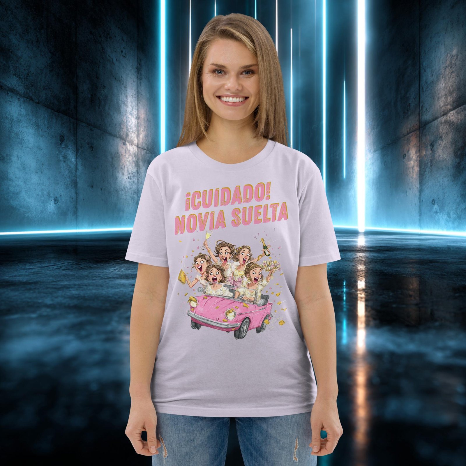Camiseta orgánica con diseño Cuidado, Novia Suelta — color 13