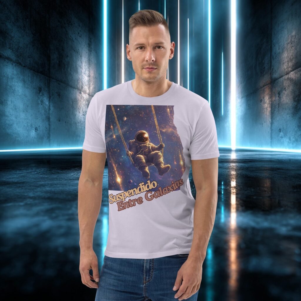 Camiseta orgánica con diseño Suspendido Entre Galaxias