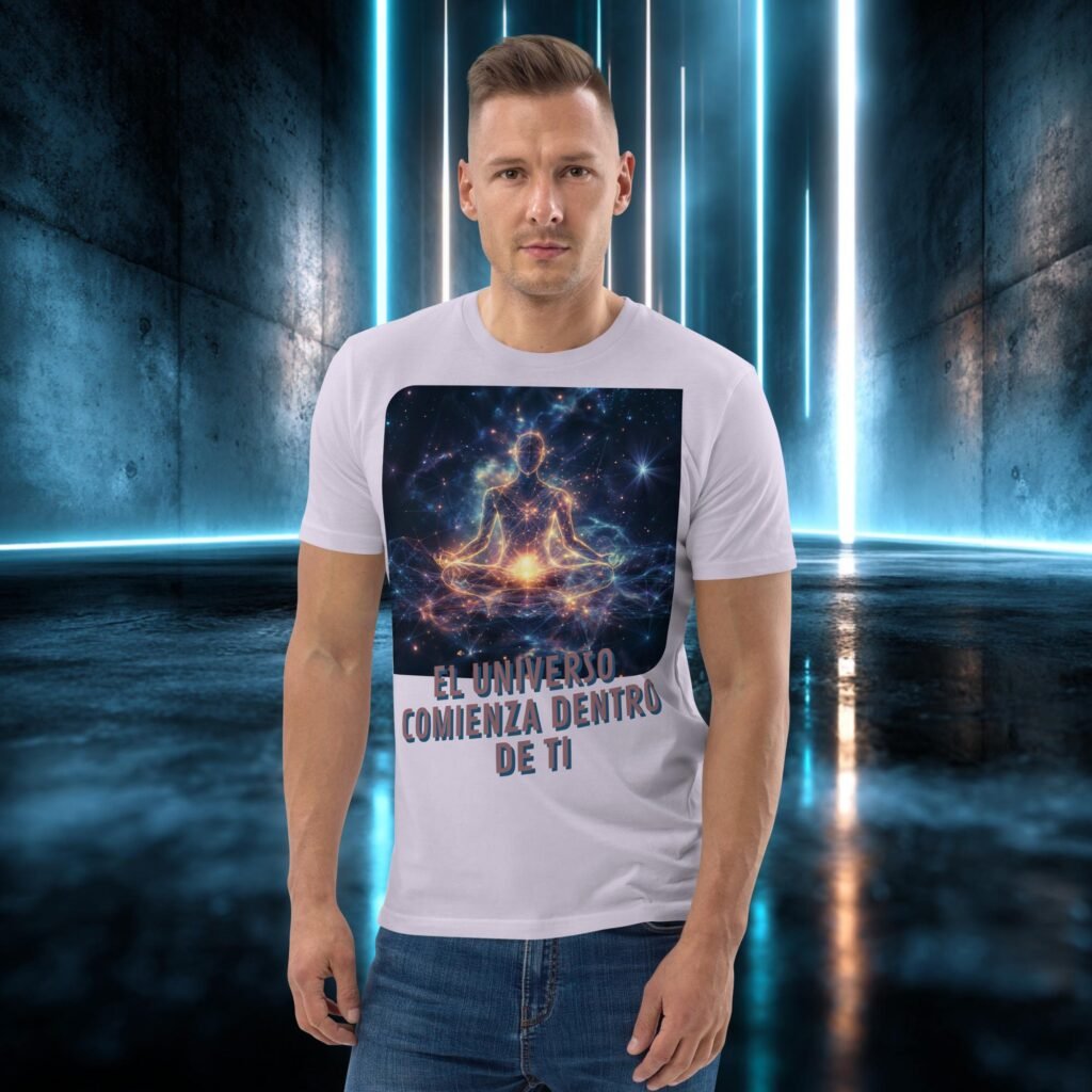 Camiseta orgánica con diseño El Universo Comienza Dentro de Ti