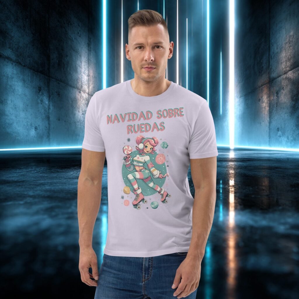 Camiseta orgánica con diseño Navidad Sobre Ruedas