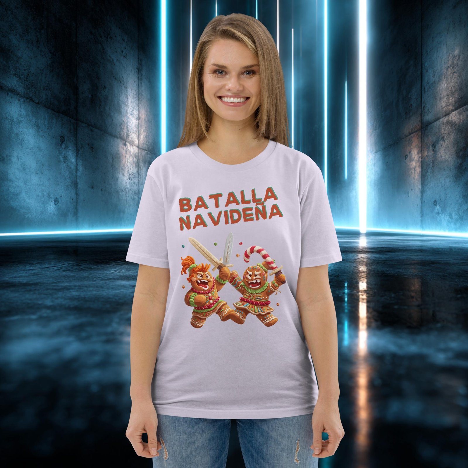 Camiseta orgánica con diseño Batalla Navideña — color 13