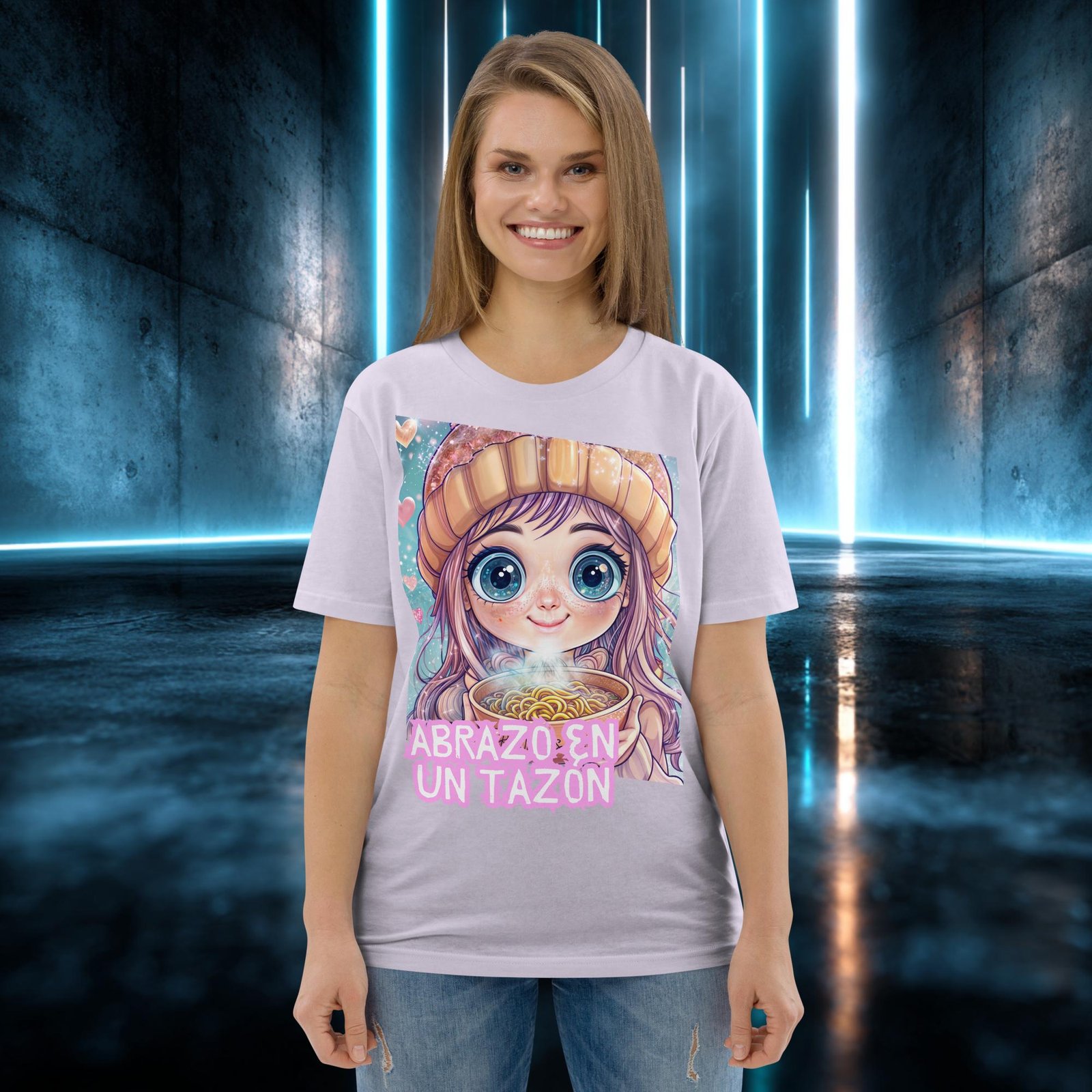 Camiseta orgánica con diseño Abrazo en un Tazón — color 13
