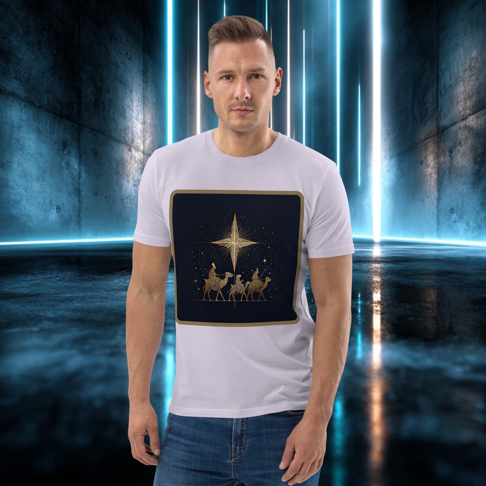Camiseta orgánica con diseño Caravana Dorada — color 13