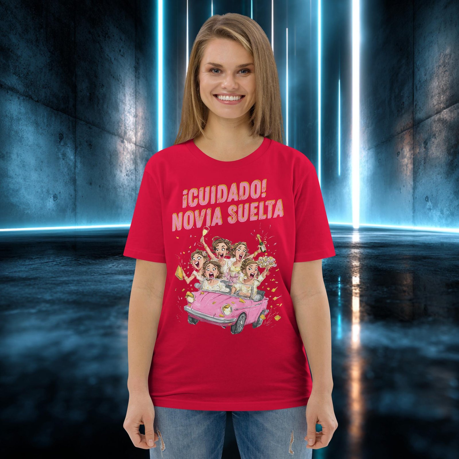Camiseta orgánica con diseño Cuidado, Novia Suelta — color 4