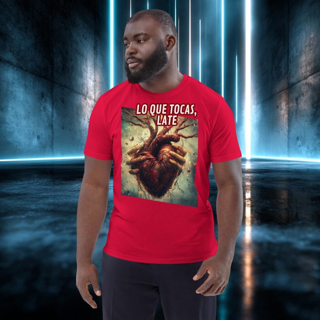 Camiseta orgánica con diseño Lo Que Tocas, Late