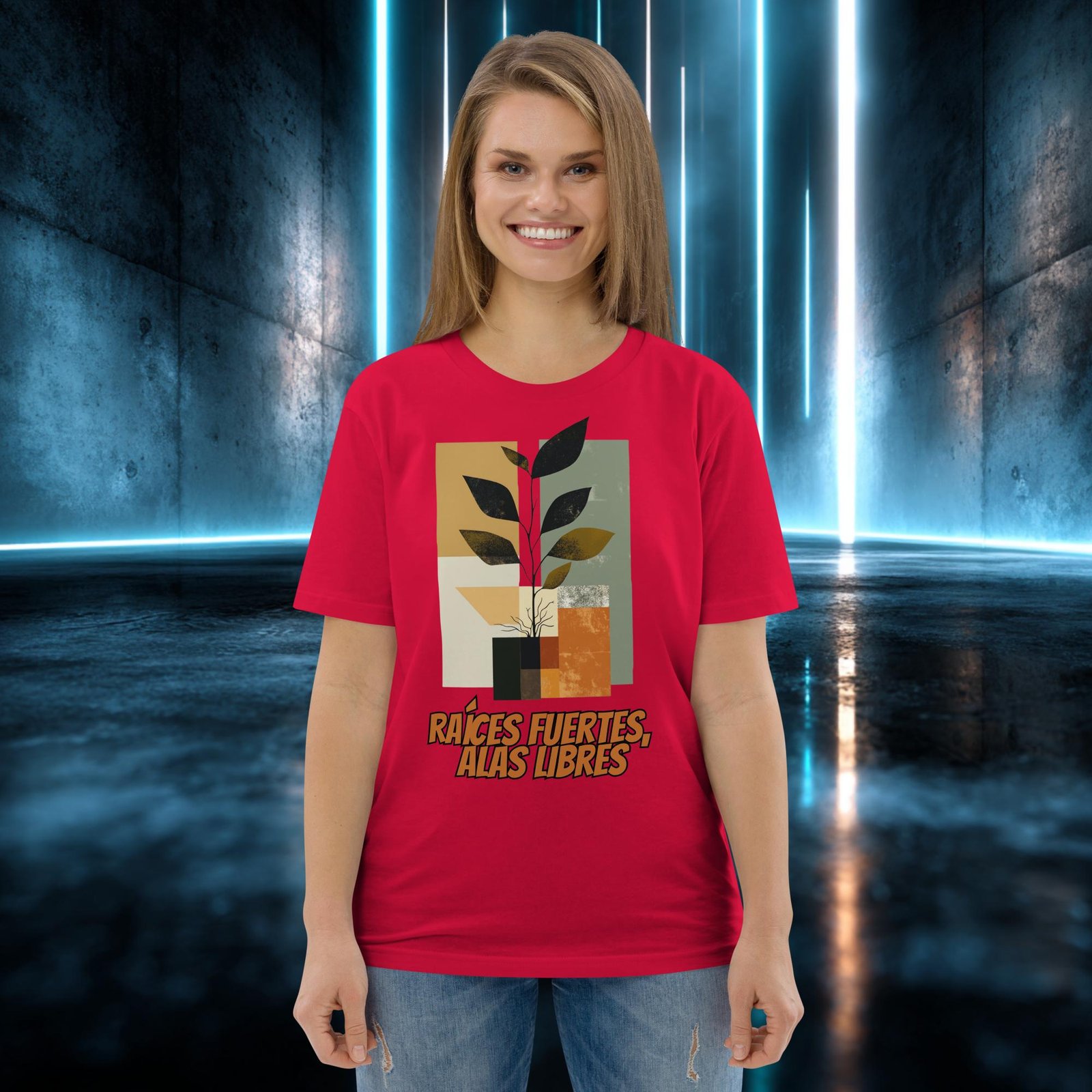 Camiseta orgánica con diseño Raíces Fuertes, Alas Libres — color 4