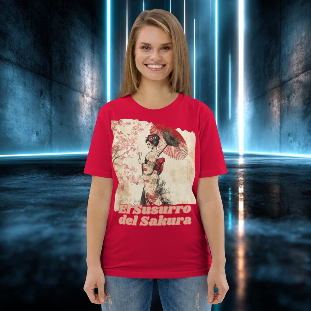 Camiseta orgánica con diseño El Susurro del Sakura