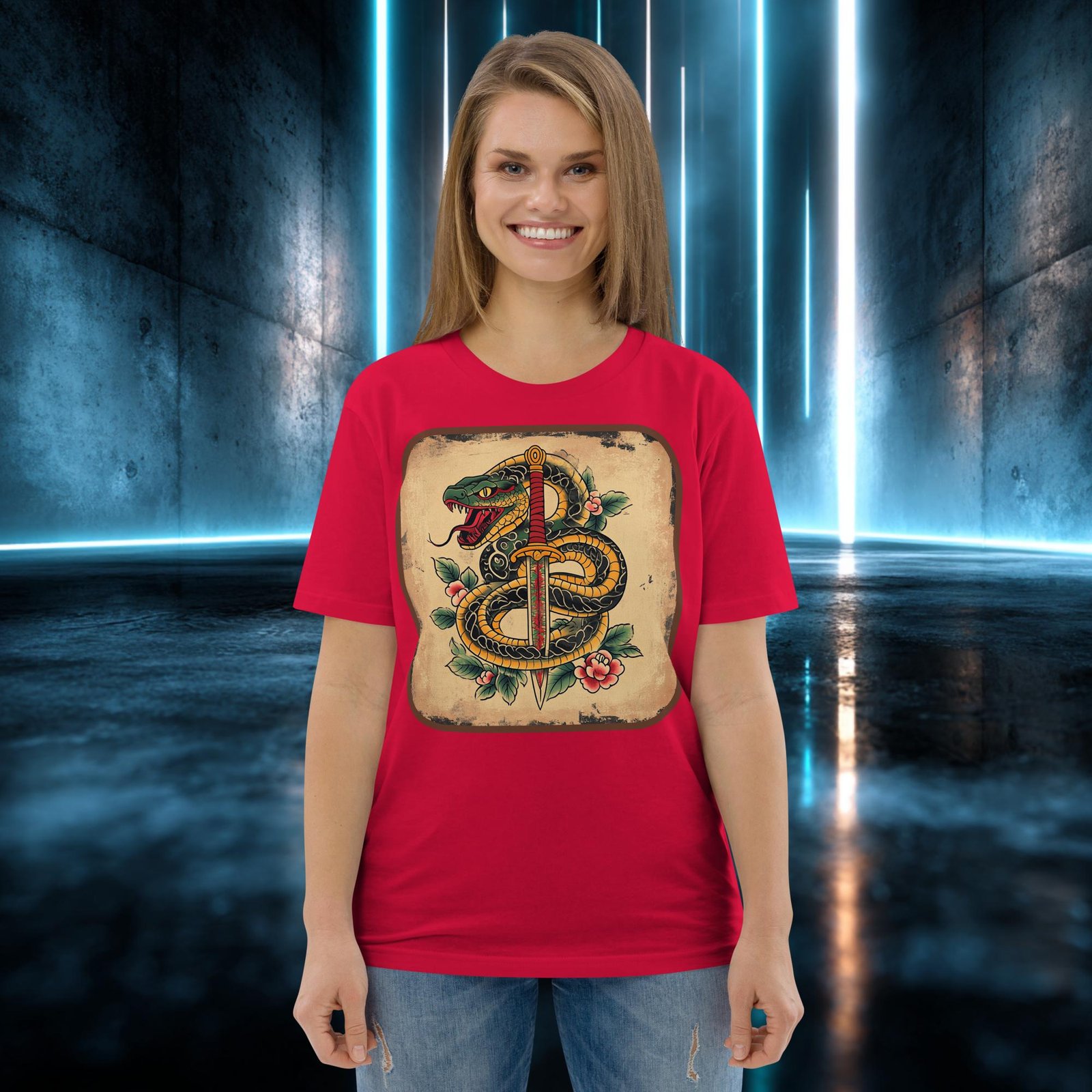 Camiseta orgánica con diseño Serpiente y Daga — color 4
