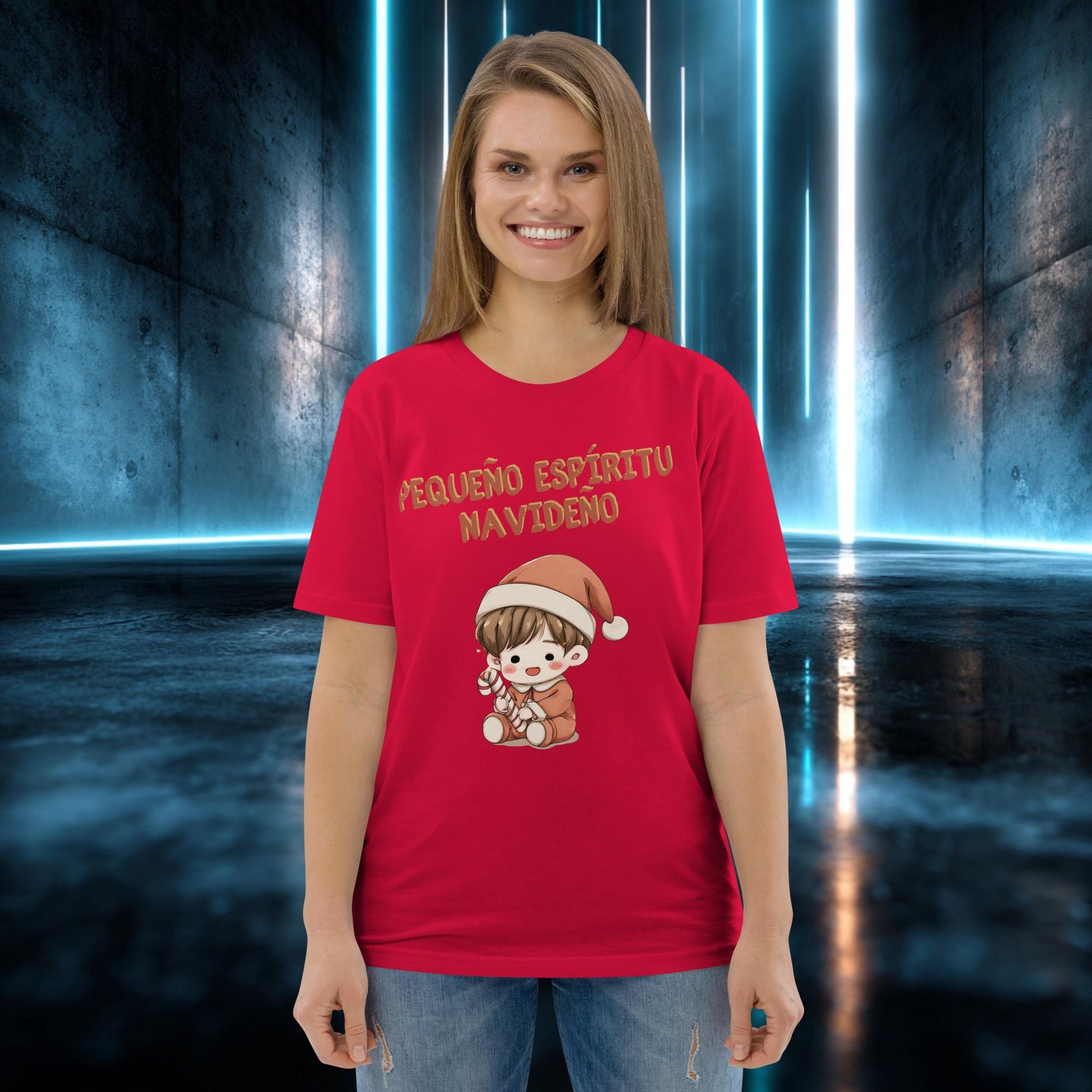 Camiseta orgánica con diseño Pequeño Espíritu Navideño — color 4