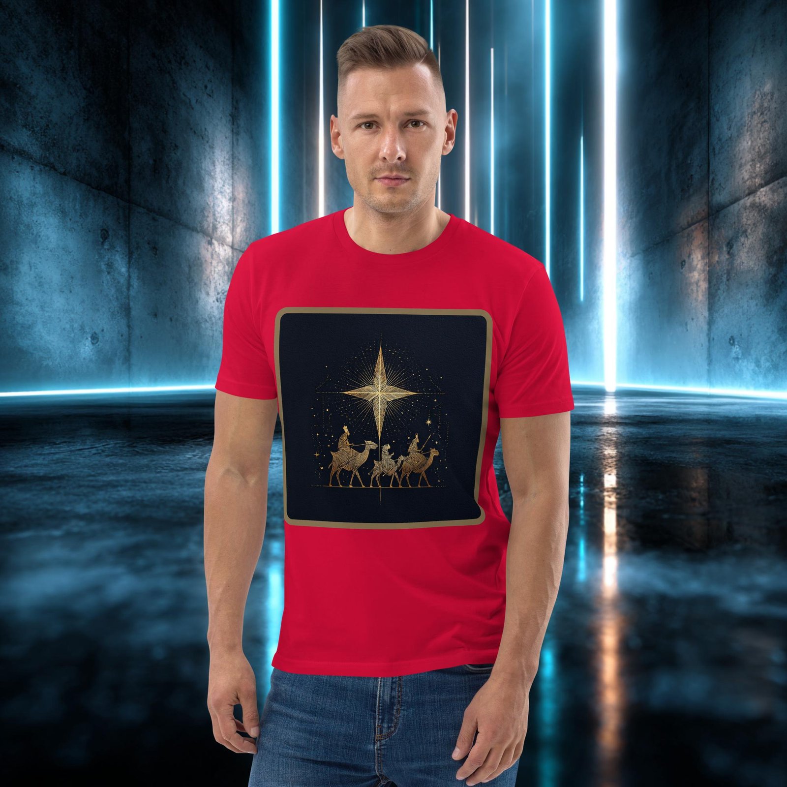 Camiseta orgánica con diseño Caravana Dorada — color 3