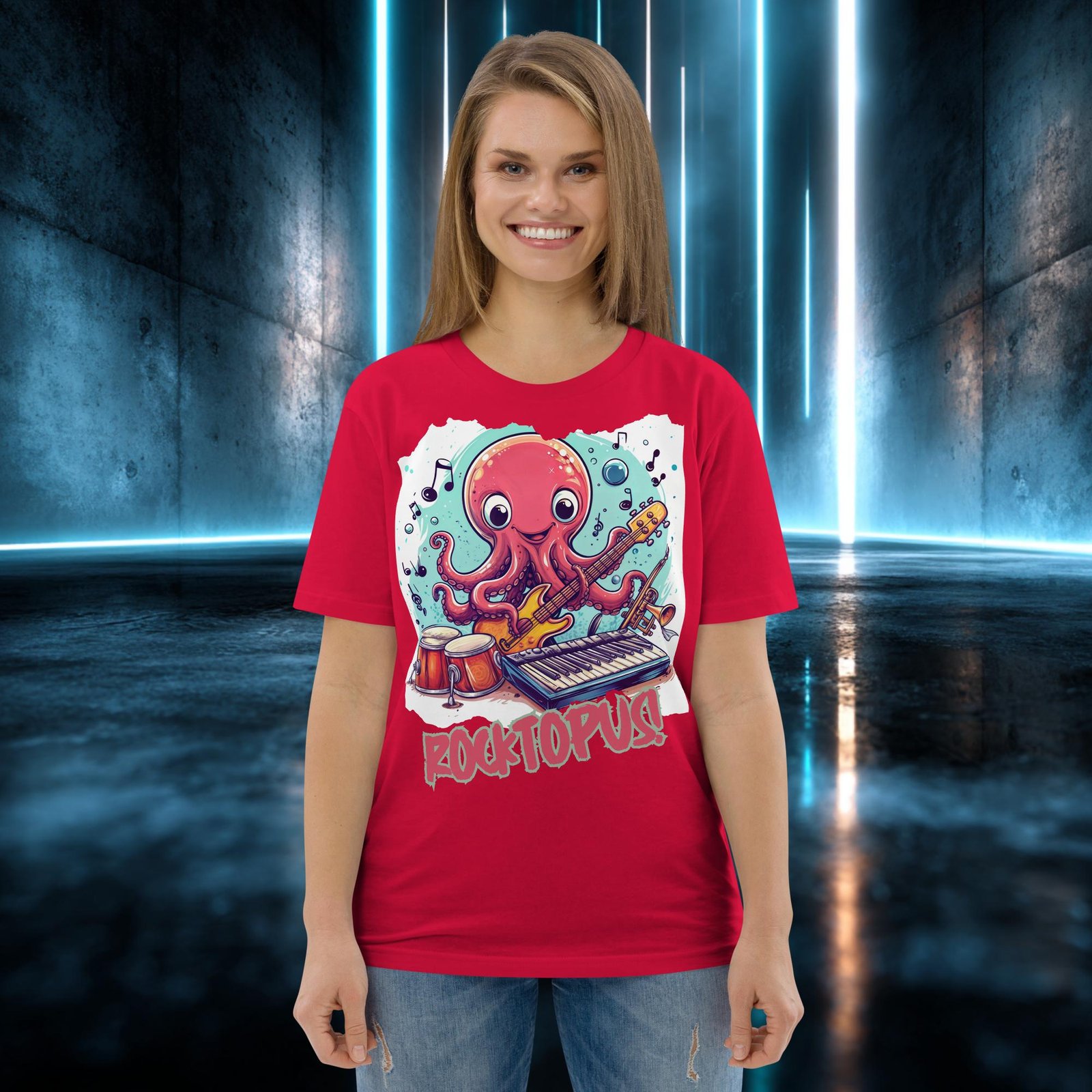 Camiseta orgánica con diseño Pulpo Rockero — color 4