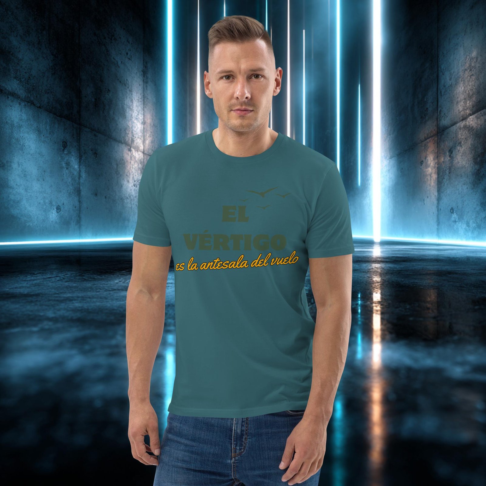 Camiseta orgánica con diseño El Vértigo Es la Antesala del Vuelo — color 7