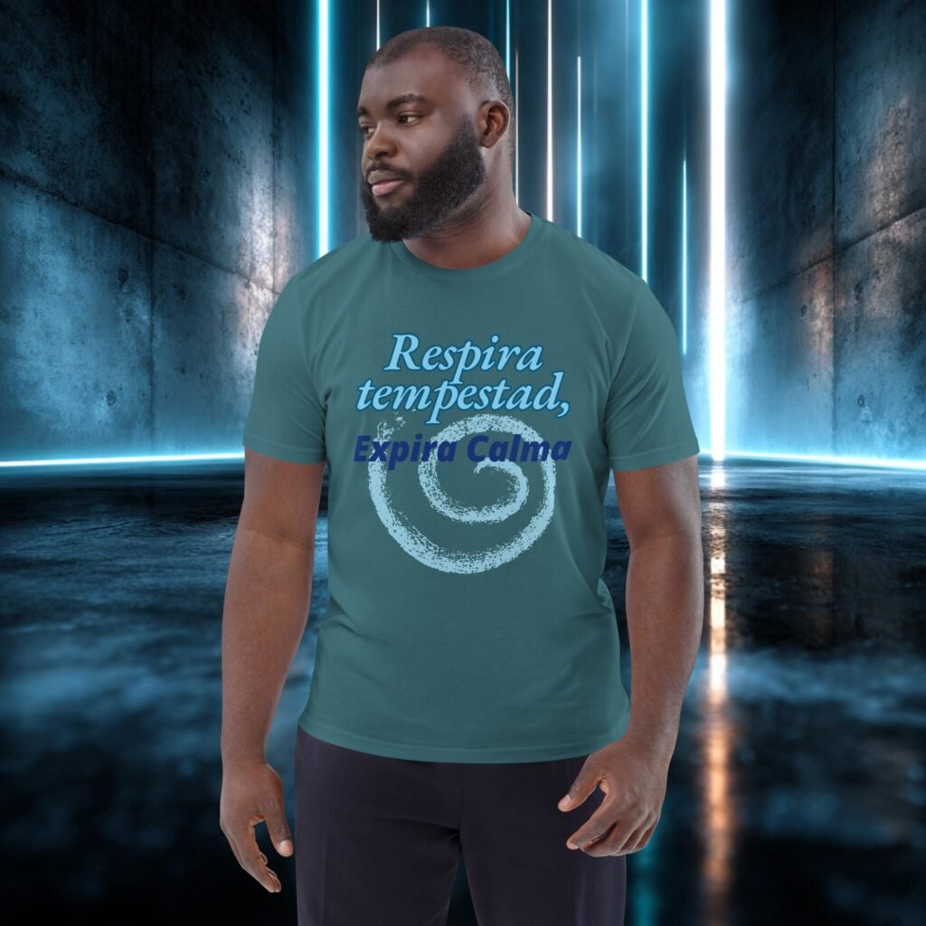 Camiseta orgánica con diseño Respira Tempestad, Expira Calma