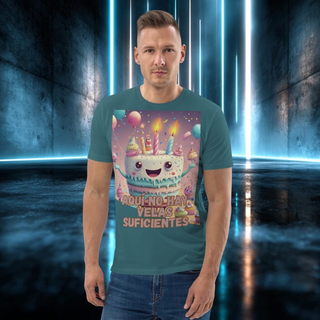 Camiseta orgánica con diseño Aquí No Hay Velas Suficientes