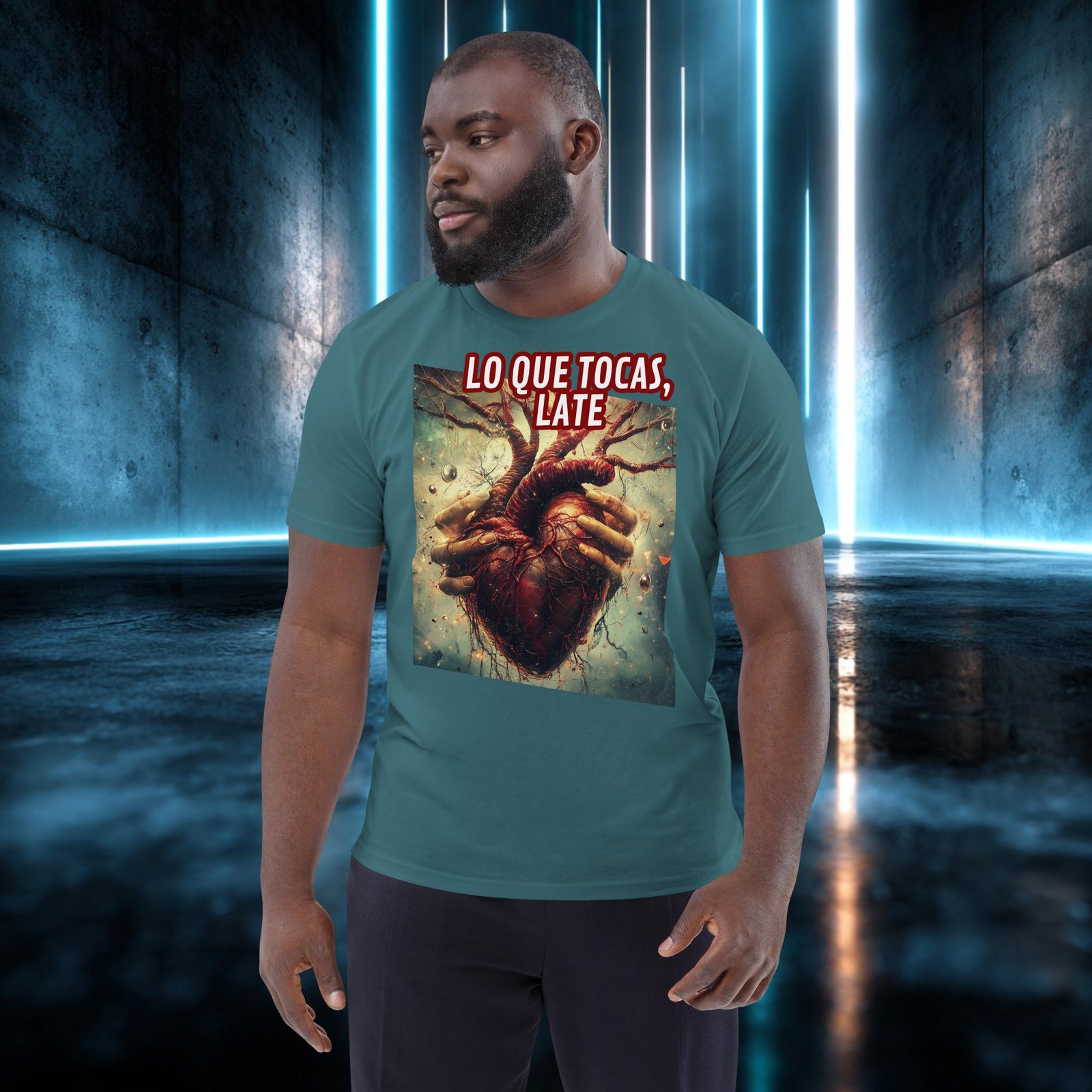 Camiseta orgánica con diseño Lo Que Tocas, Late — color 7