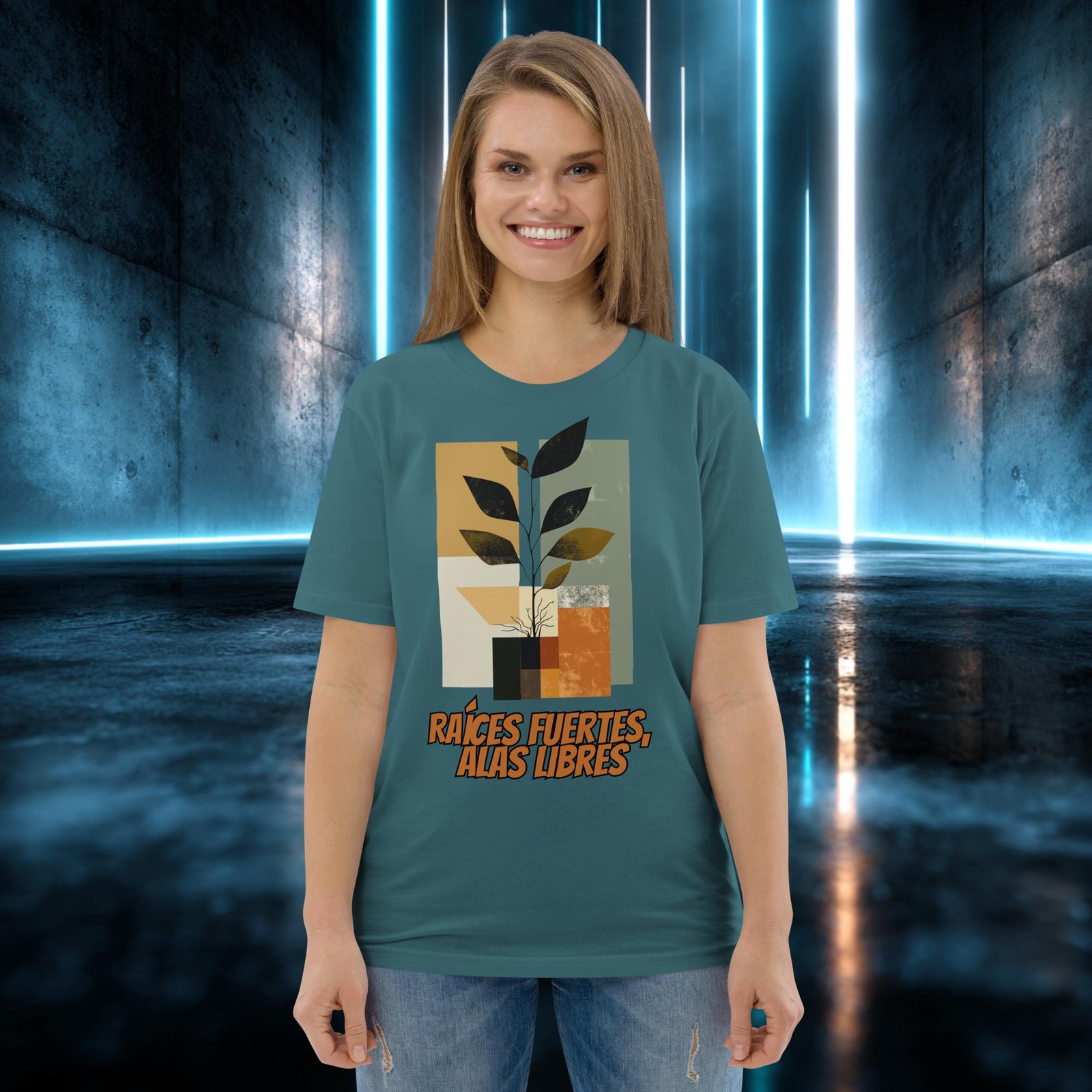 Camiseta orgánica con diseño Raíces Fuertes, Alas Libres — color 7