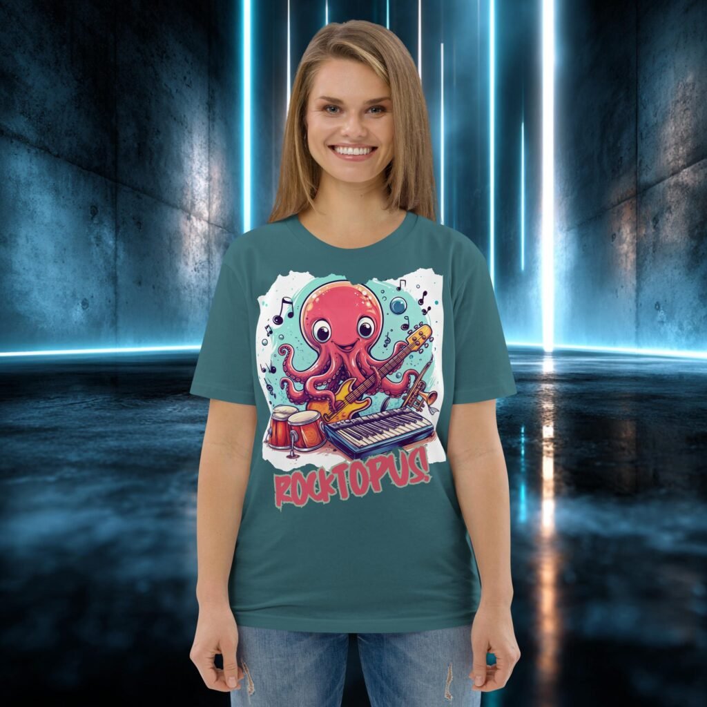 Camiseta orgánica con diseño Pulpo Rockero