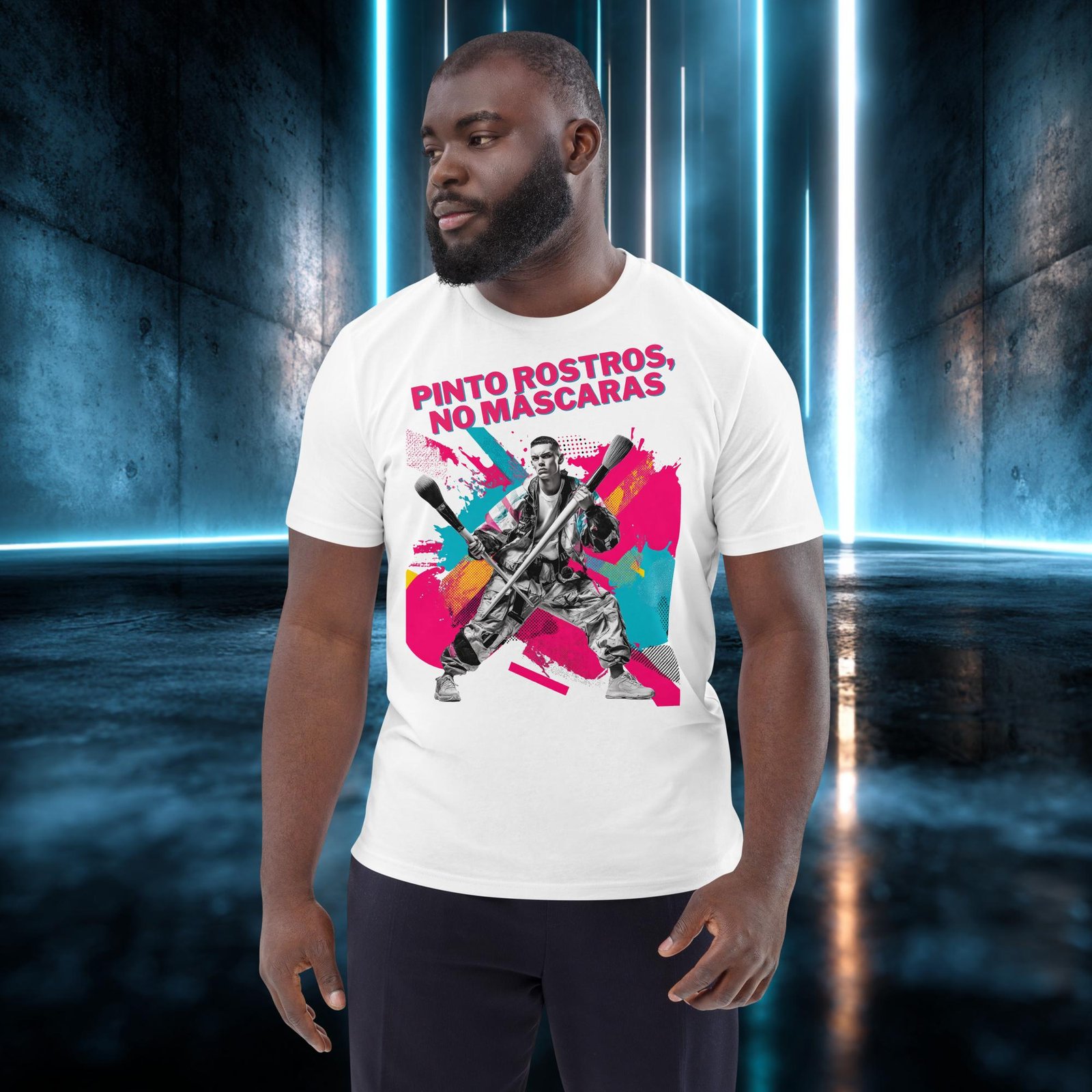 Camiseta orgánica con diseño Pinto Rostros, No Máscaras — color 4