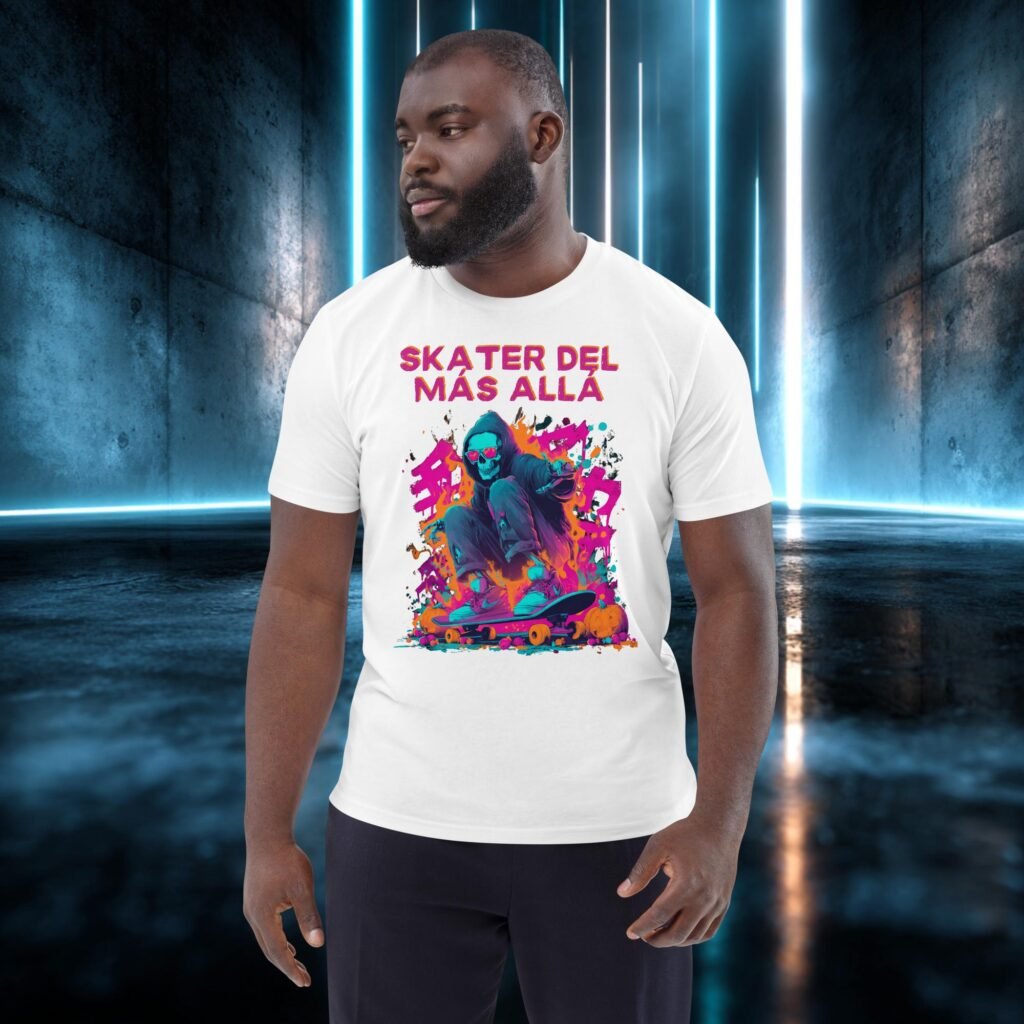 Camiseta orgánica con diseño Skater del Más Allá