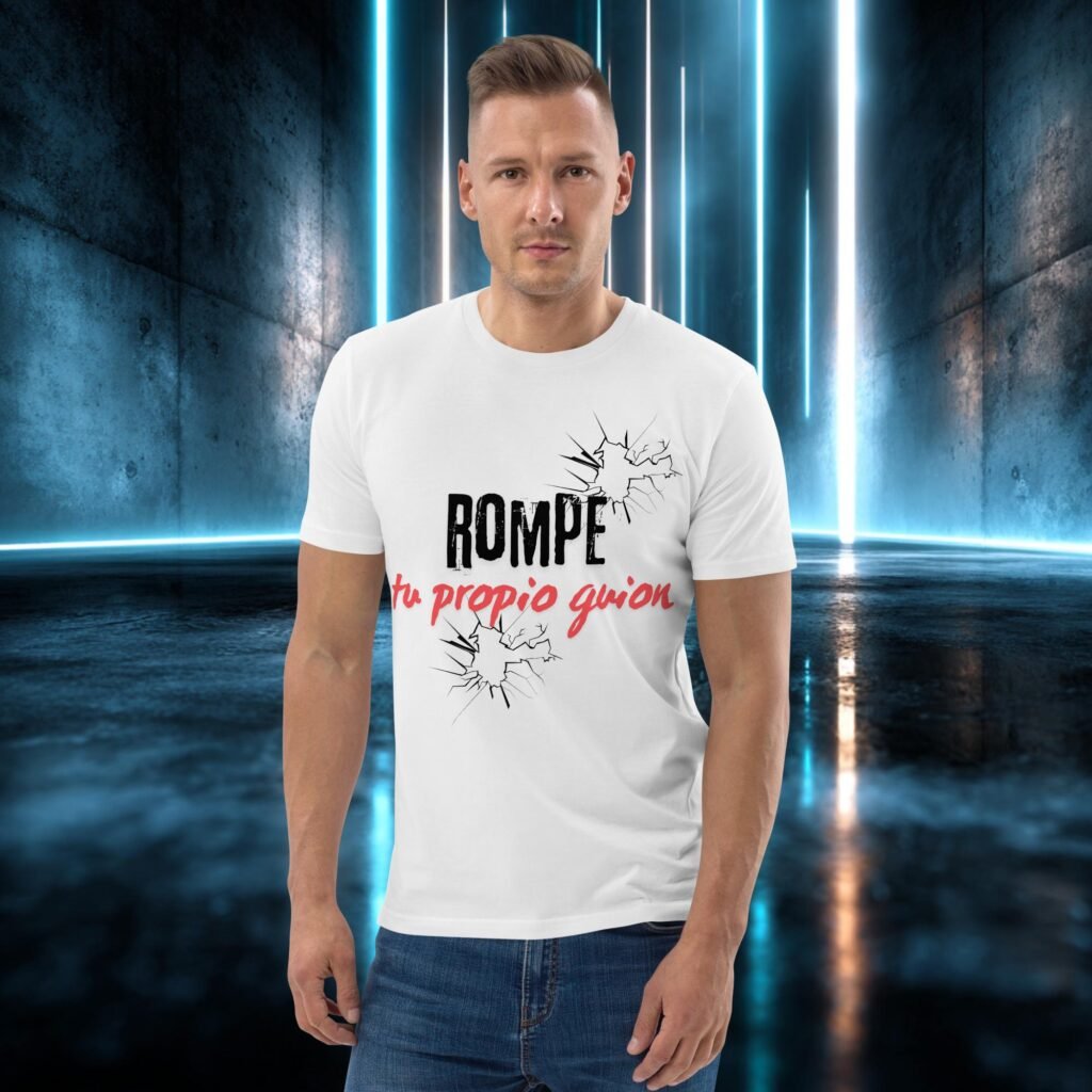 Camiseta orgánica con diseño Rompe tu Propio Guion