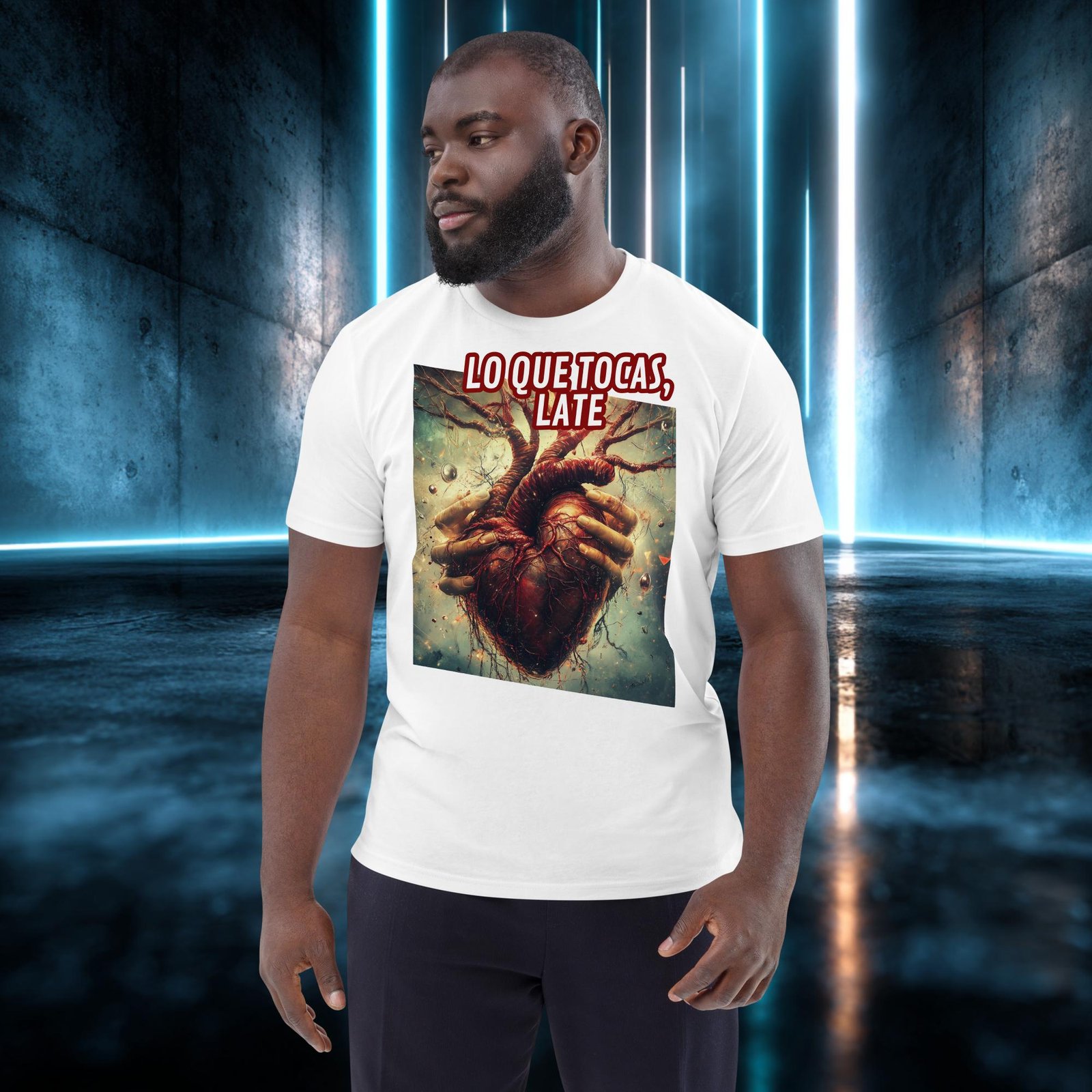 Camiseta orgánica con diseño Lo Que Tocas, Late — color 4