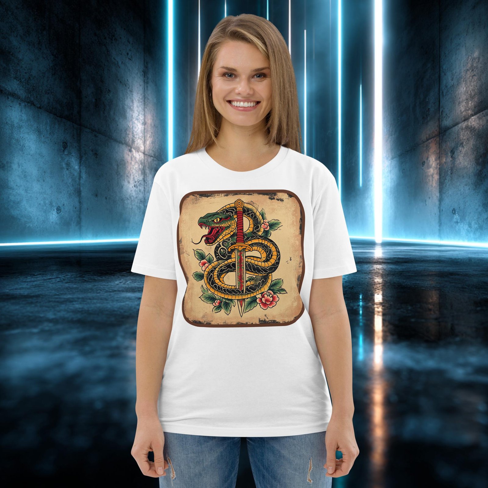 Camiseta orgánica con diseño Serpiente y Daga — color 5