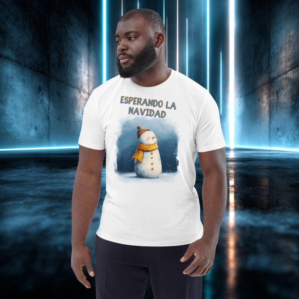 Camiseta orgánica con diseño Esperando la Navidad