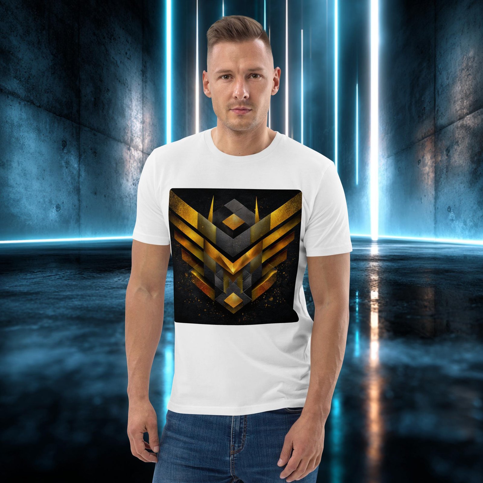 Camiseta orgánica con diseño Emblema Dorado — color 5